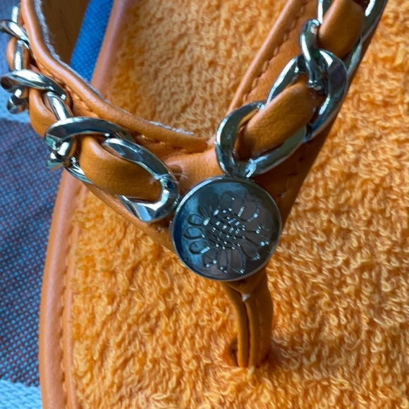 🌞 YELLOW BOX ORANGE TERRYCLOTH EMBELLISHED SANDALS 🌞 NWOT 🌞NWOB 🌞 - Picture 15 of 16